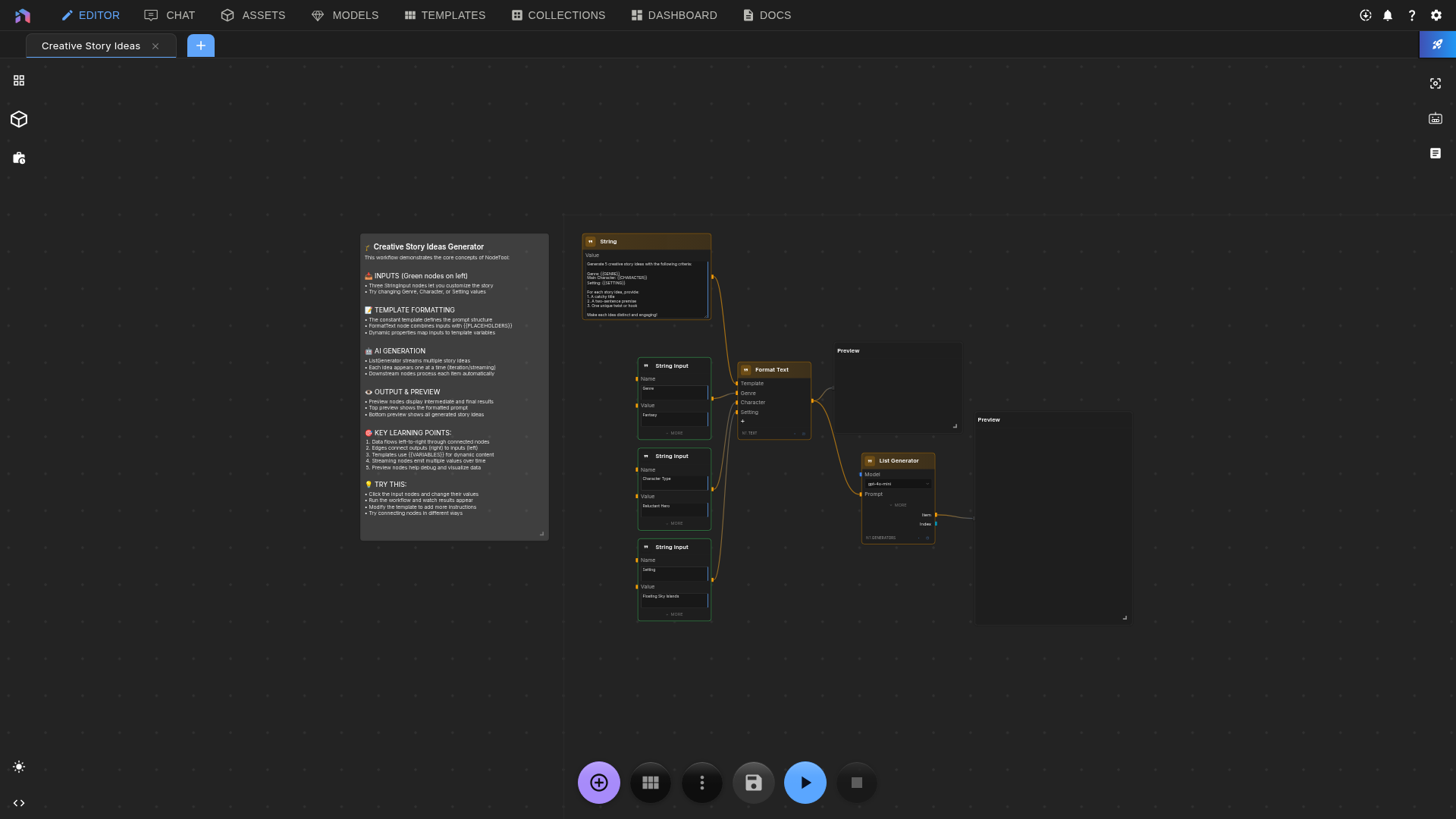 Creative Story Ideas Workflow