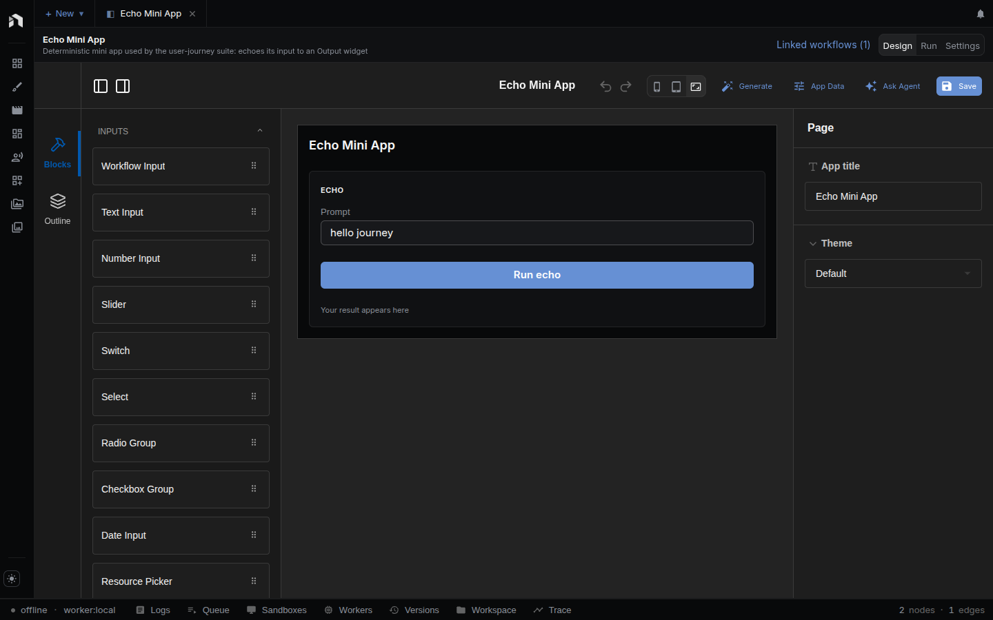App Builder — Design view