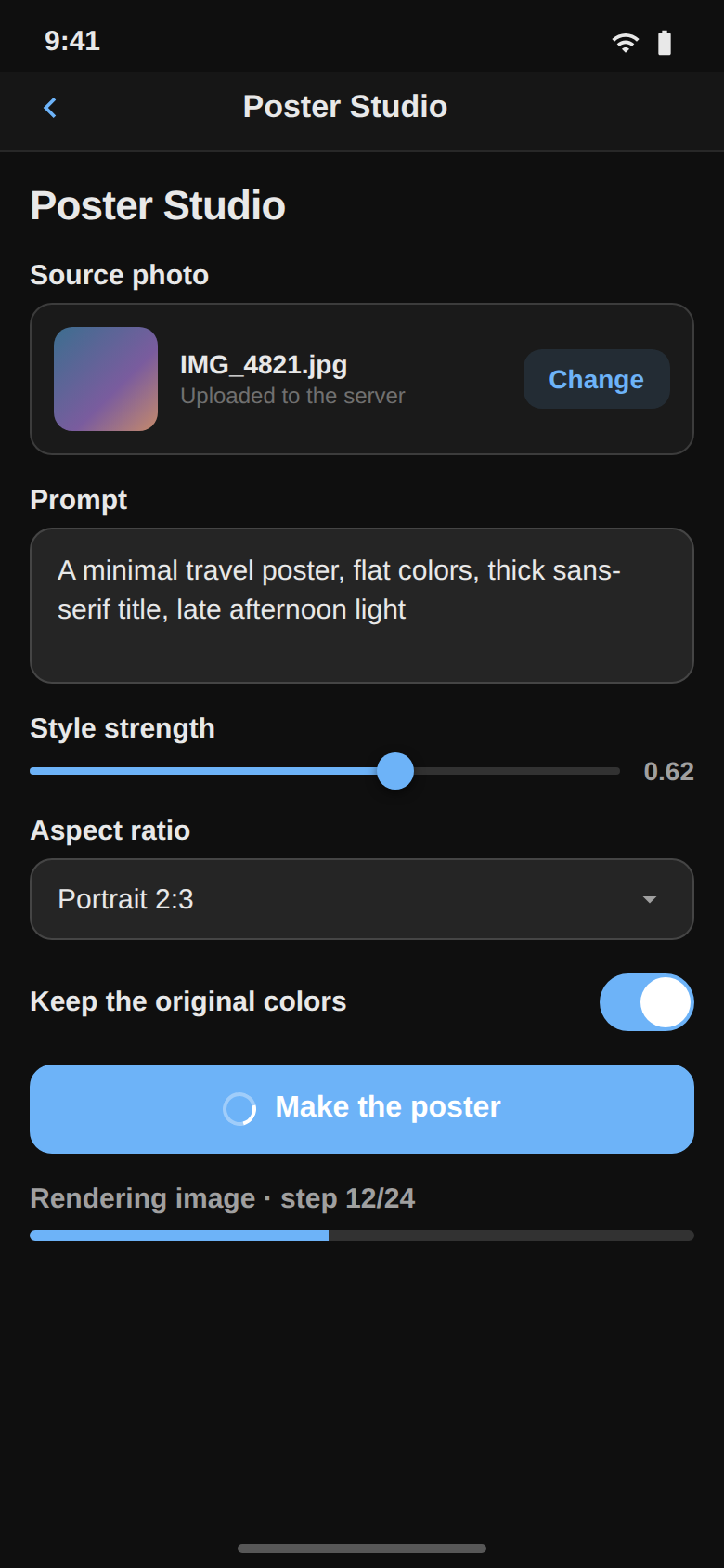 Mini App running on mobile