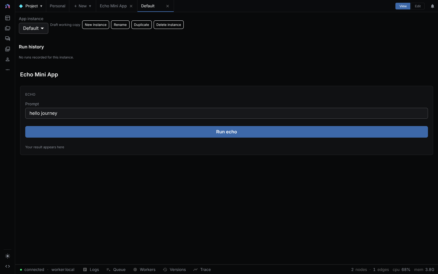 A mini app in its own window