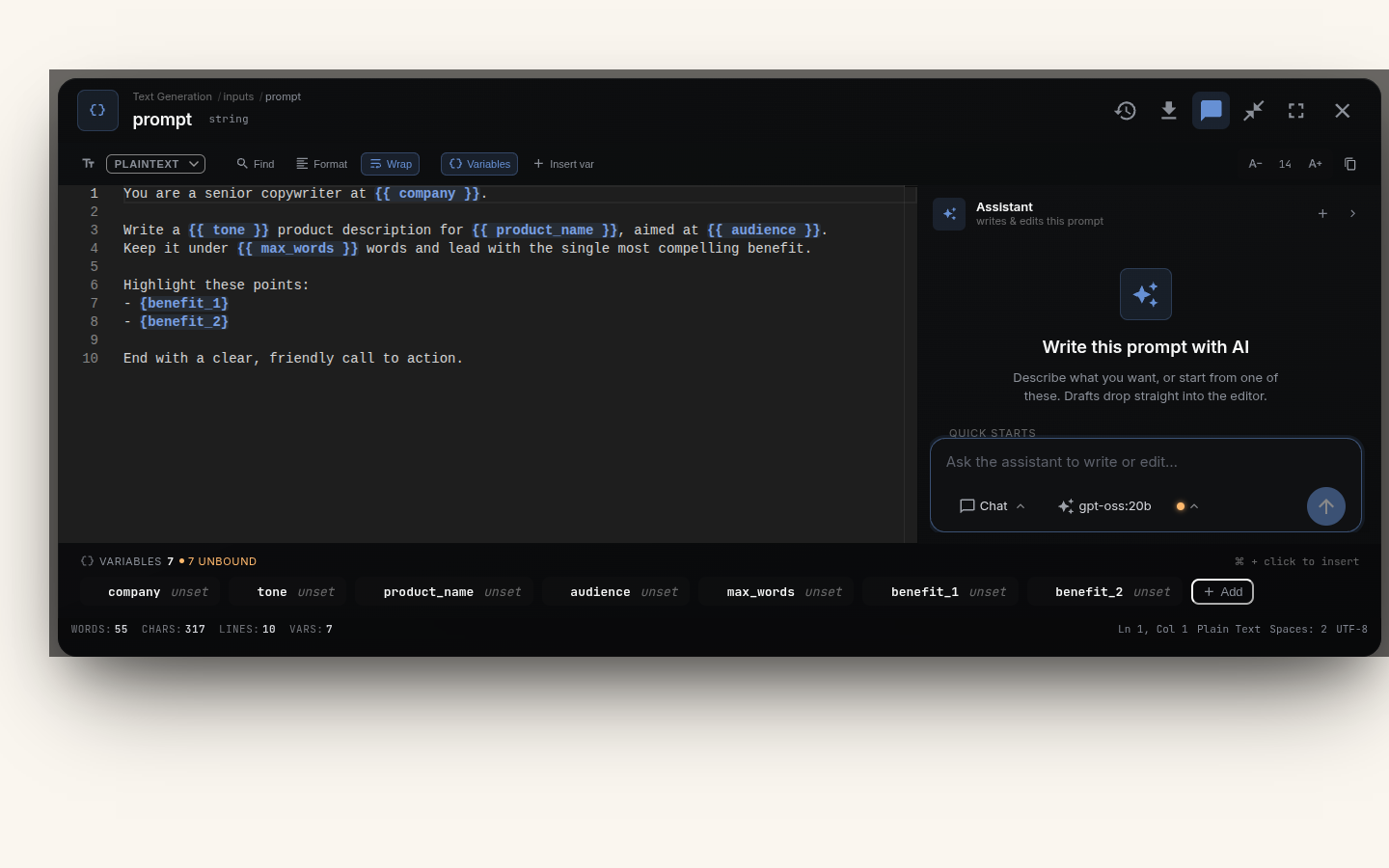 Text and code editor