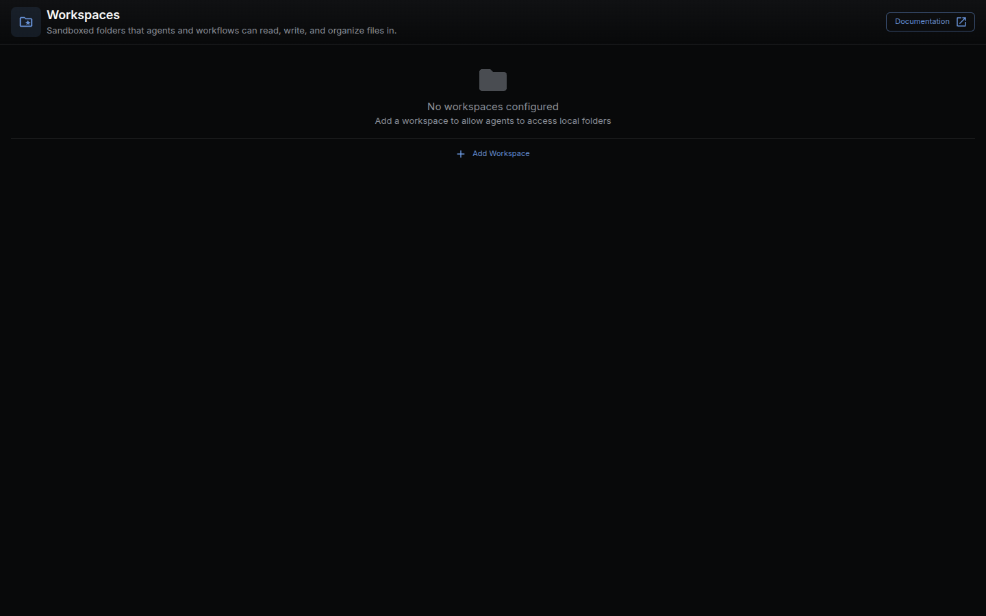 Workspaces page